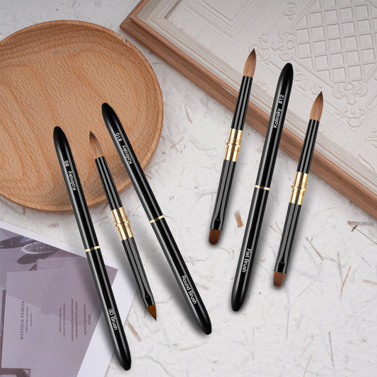 Yasterd Top Quality 3Pcs Black Metal Handle Double Ended Kolinsky&Nylon Nail Art Brush