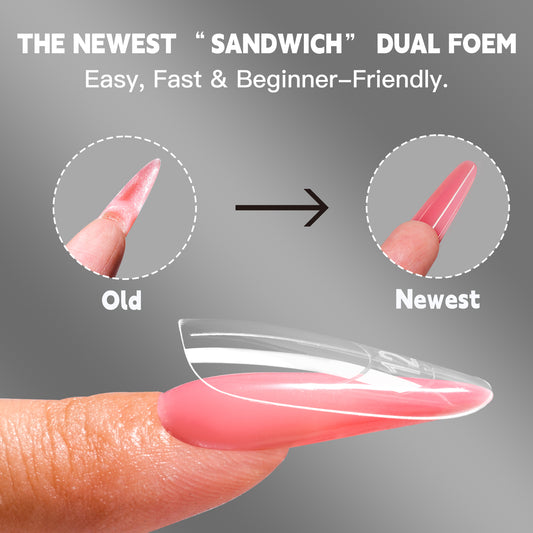 Yasterd 240Pcs Newest Sandwich Dual Forms Reusable Long Lasting Nail Extensions Size 0 To Size 14 , Suitable For All Nail Shapes