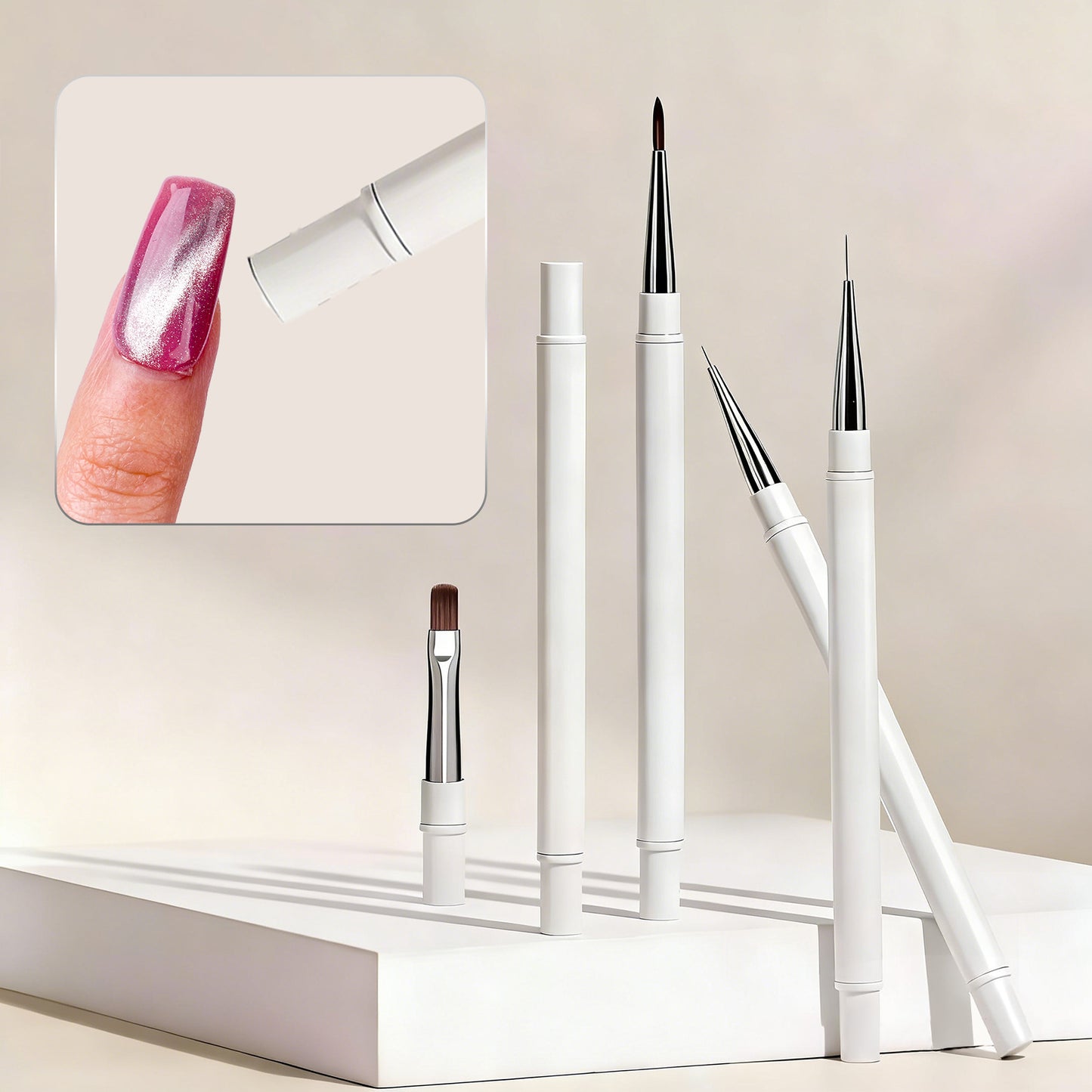 Yasterd 7Pcs Double-Headed UV Gel Painting Pen Magnetic Nail Brush Set