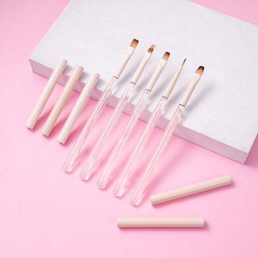 Yasterd 6Pcs Sakura Pink Nail Art Brush Painting Set