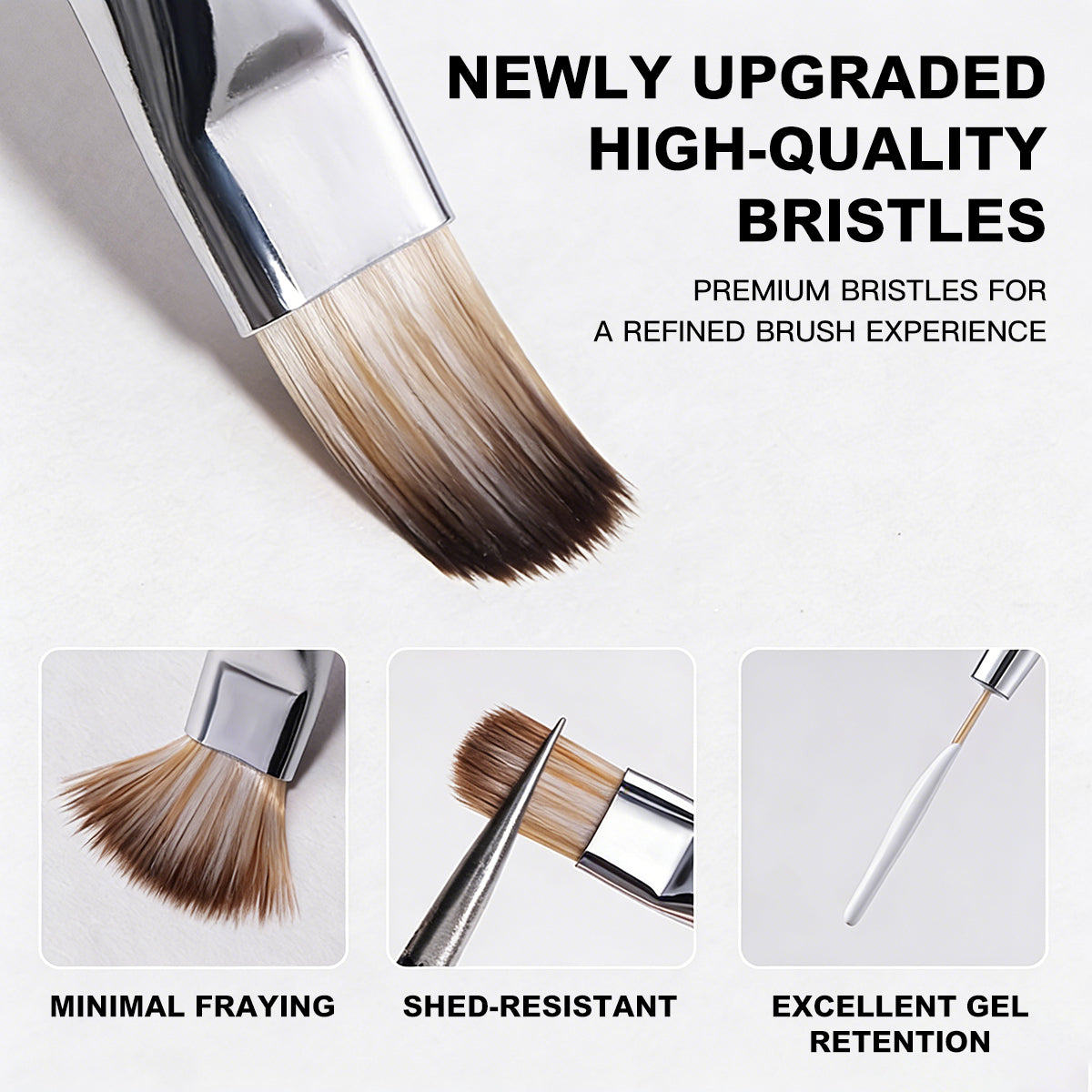 Yasterd 6Pcs Shiny Silver Nail Brush Set