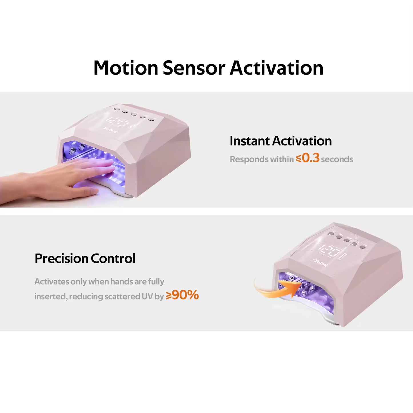 Yasterd Cordless UV LED Nail Lamp with Smart Motion Sensor-Cream Yellow