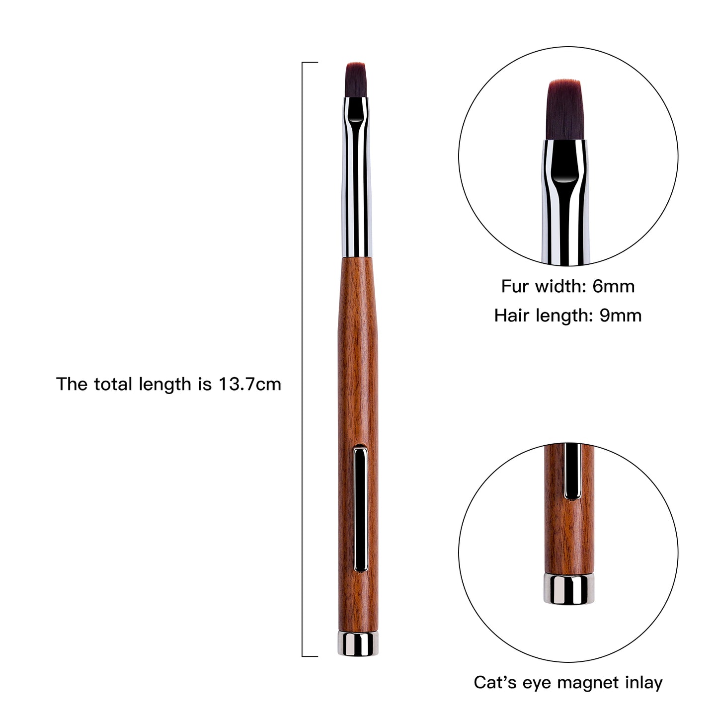 Yasterd 3-in-1 Double-Ended Magnet Cat Eye Wooden Pen Nail Art Brush
