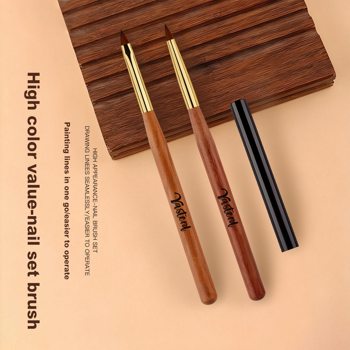 Yasterd Premium Quality Kolinsky Hair 3D Carved Nail Brush Set