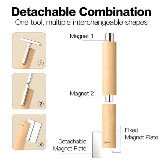 Yasterd 4-In-1 Detachable Strong Magnet Dual-Ended Wooden Cat Eye Magnetic Pen