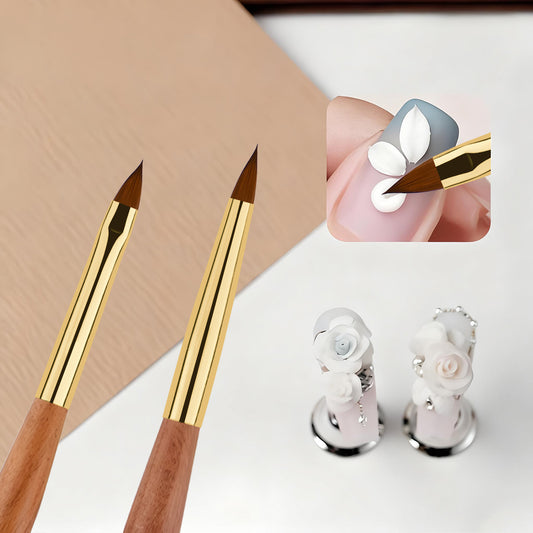 Yasterd Premium Quality Kolinsky Hair 3D Carved Nail Brush Set