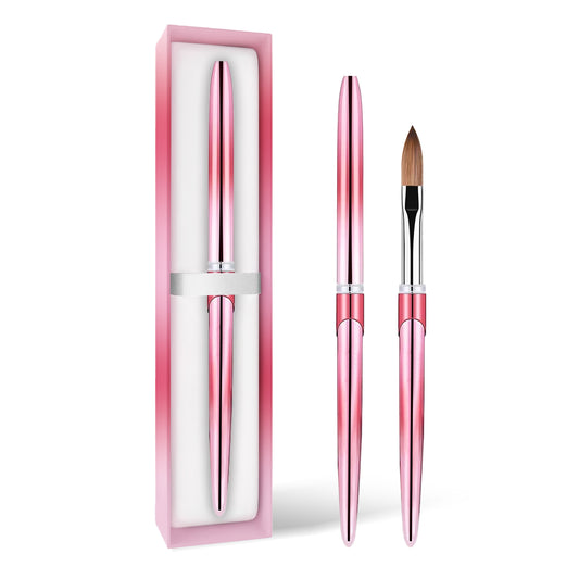 Yasterd Premium Quality Pink Metal Handle Kolinsky Acrylic Nail Brush