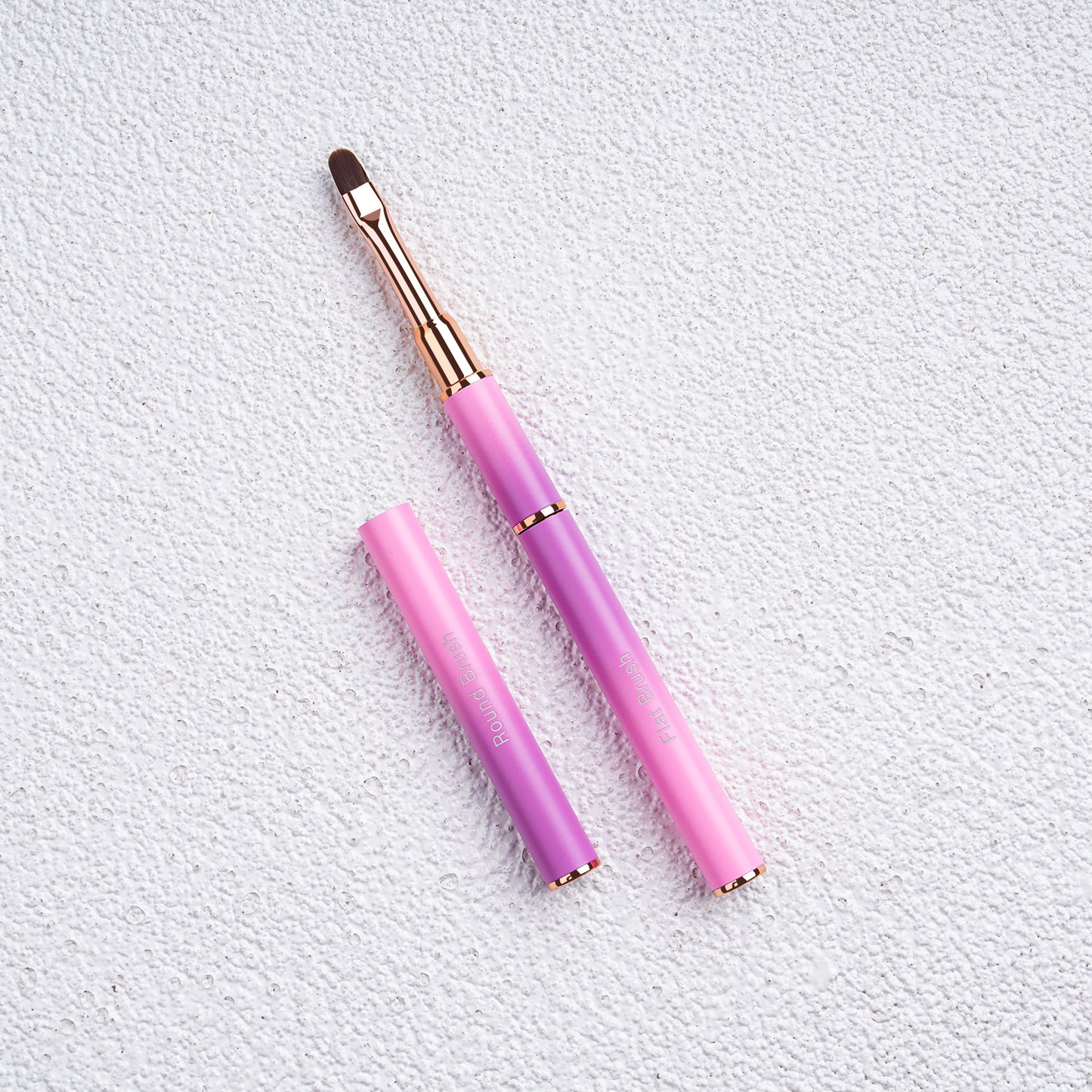 Yasterd Premium Quality 5Pcs Pink&Purple Metal Handle Nail Art Brush Set