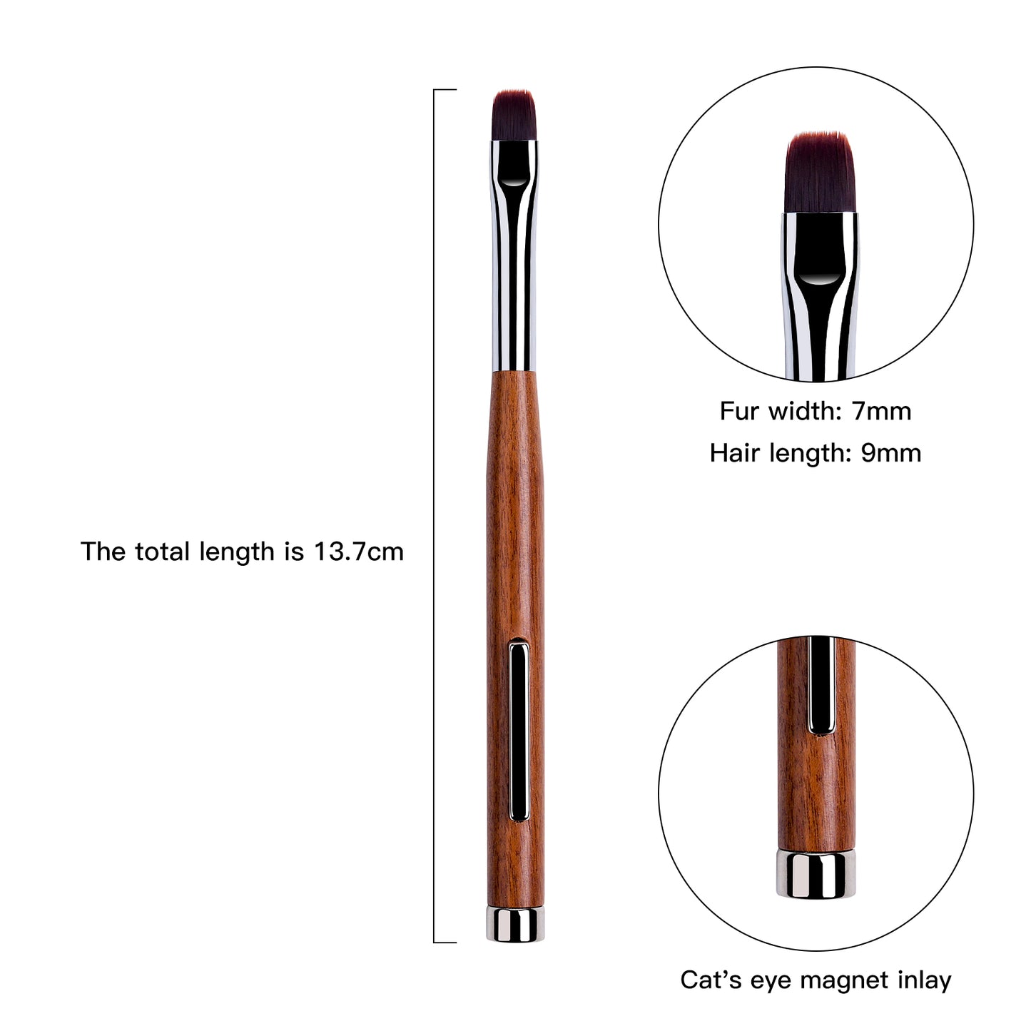 Yasterd 3-in-1 Double-Ended Magnet Cat Eye Wooden Pen Nail Art Brush