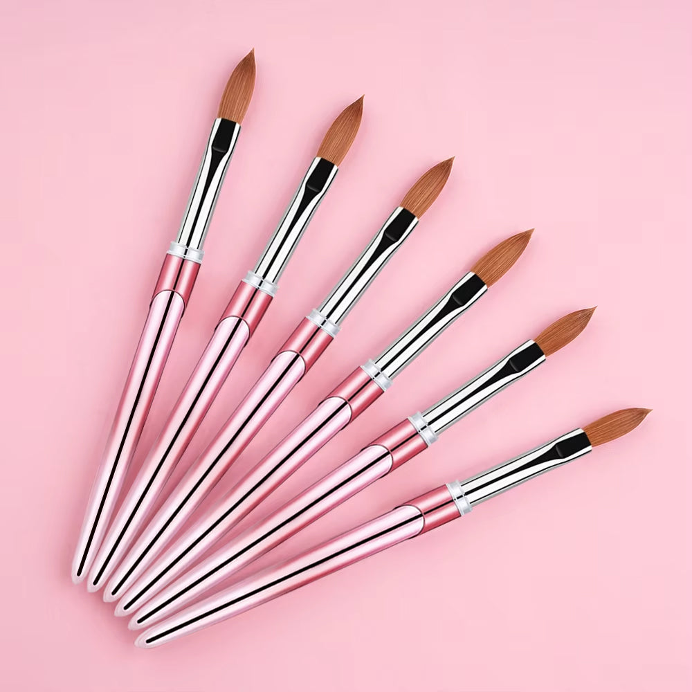 Yasterd Premium Quality Pink Metal Handle Kolinsky Acrylic Nail Brush