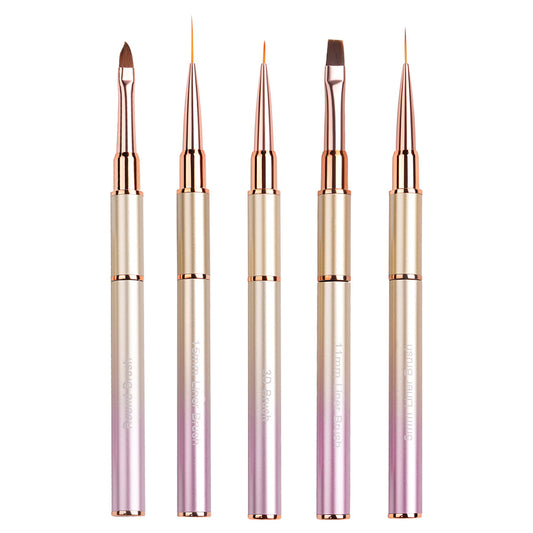 Yasterd Premium Quality 5Pcs Metal Handle Nail Art Brush Set