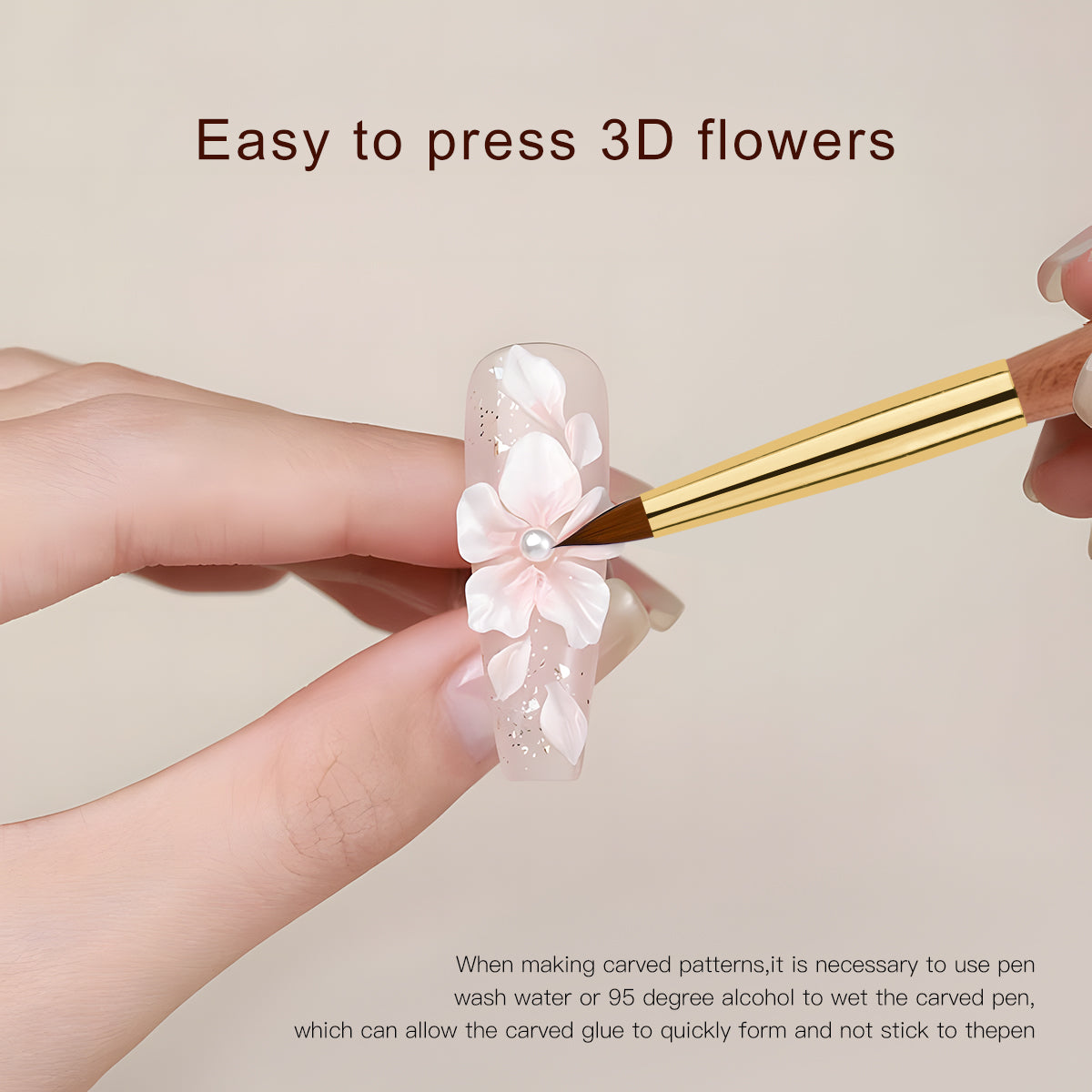 Yasterd Premium Quality Kolinsky Hair 3D Carved Nail Brush Set