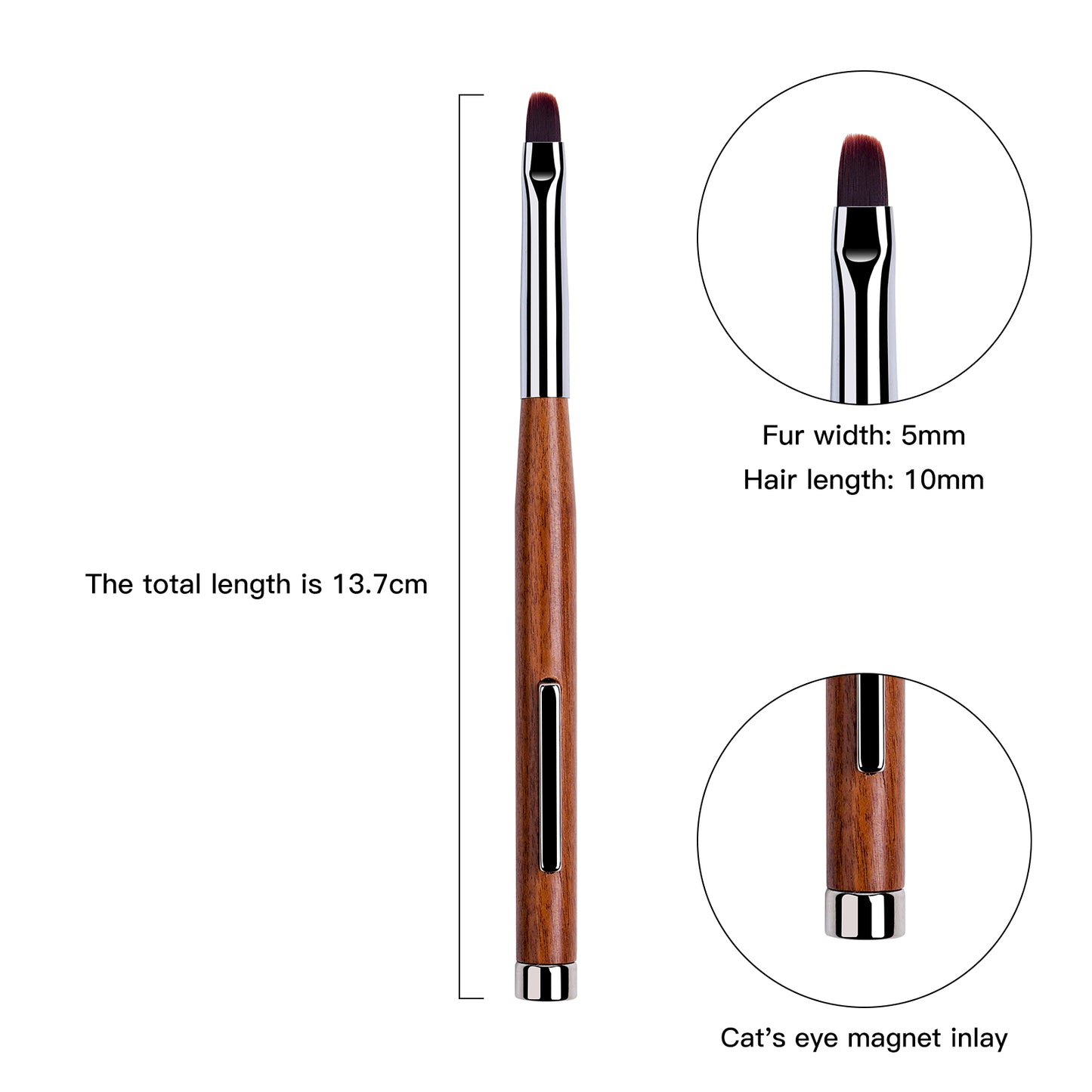 Yasterd 3-in-1 Double-Ended Magnet Cat Eye Wooden Pen Nail Art Brush