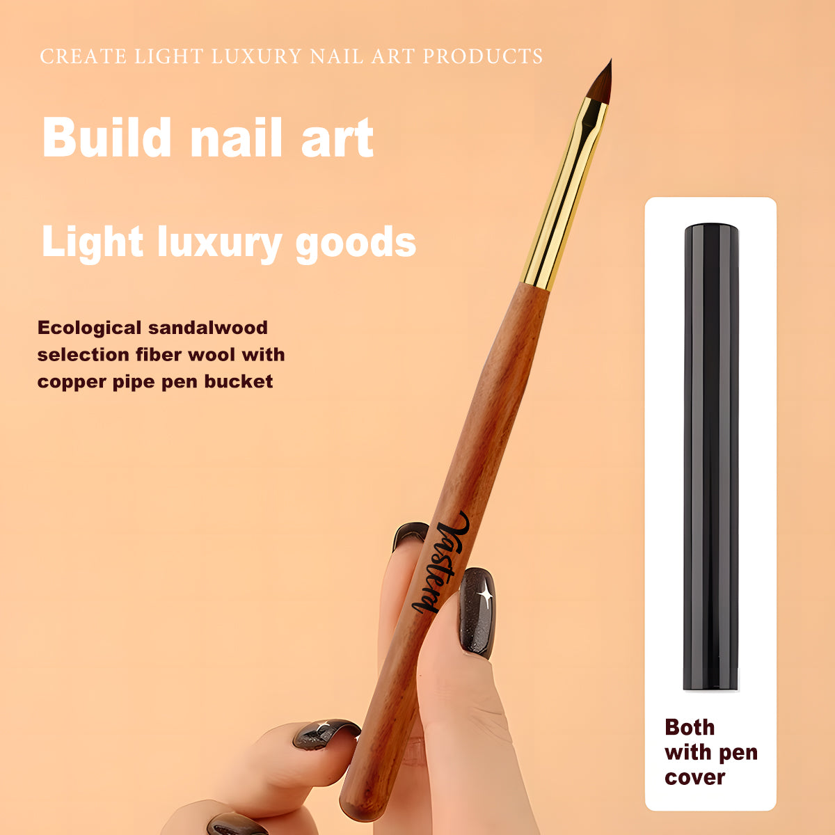 Yasterd Premium Quality Kolinsky Hair 3D Carved Nail Brush Set