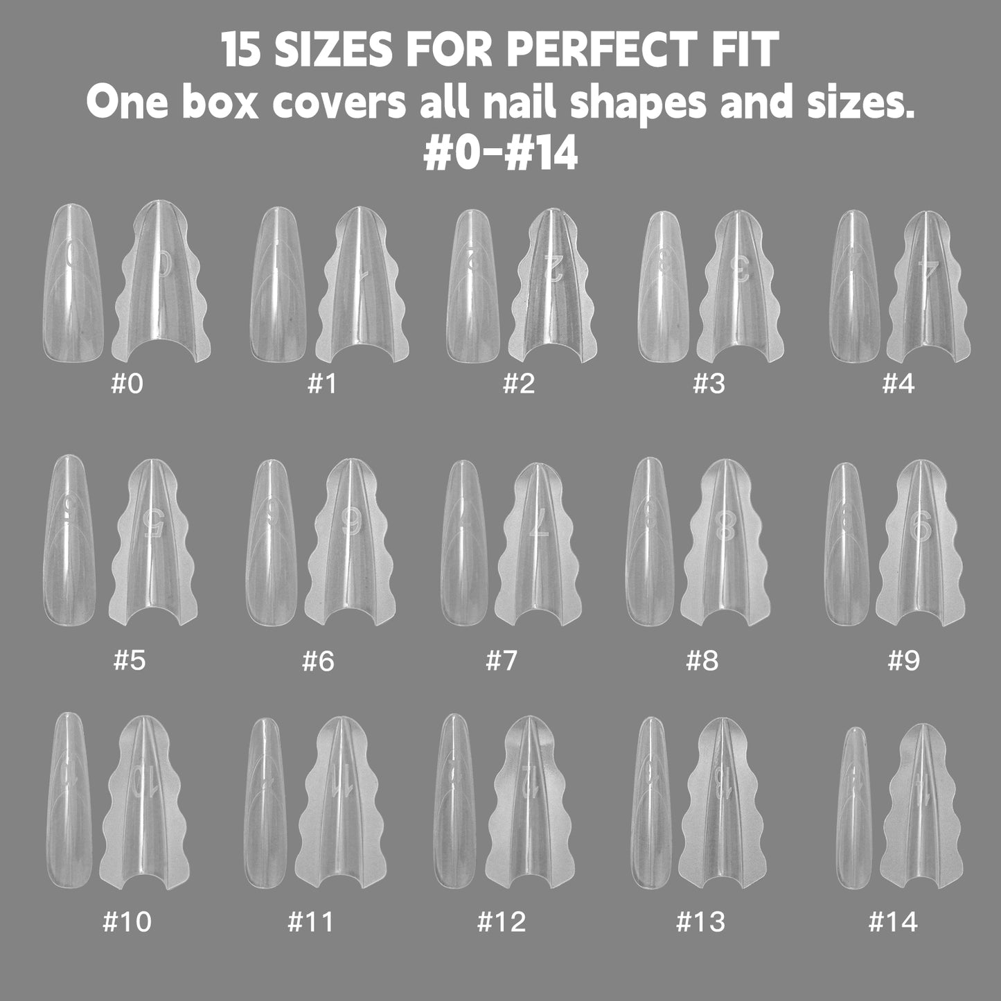 Yasterd 240Pcs Newest Sandwich Dual Forms Reusable Long Lasting Nail Extensions Size 0 To Size 14 , Suitable For All Nail Shapes