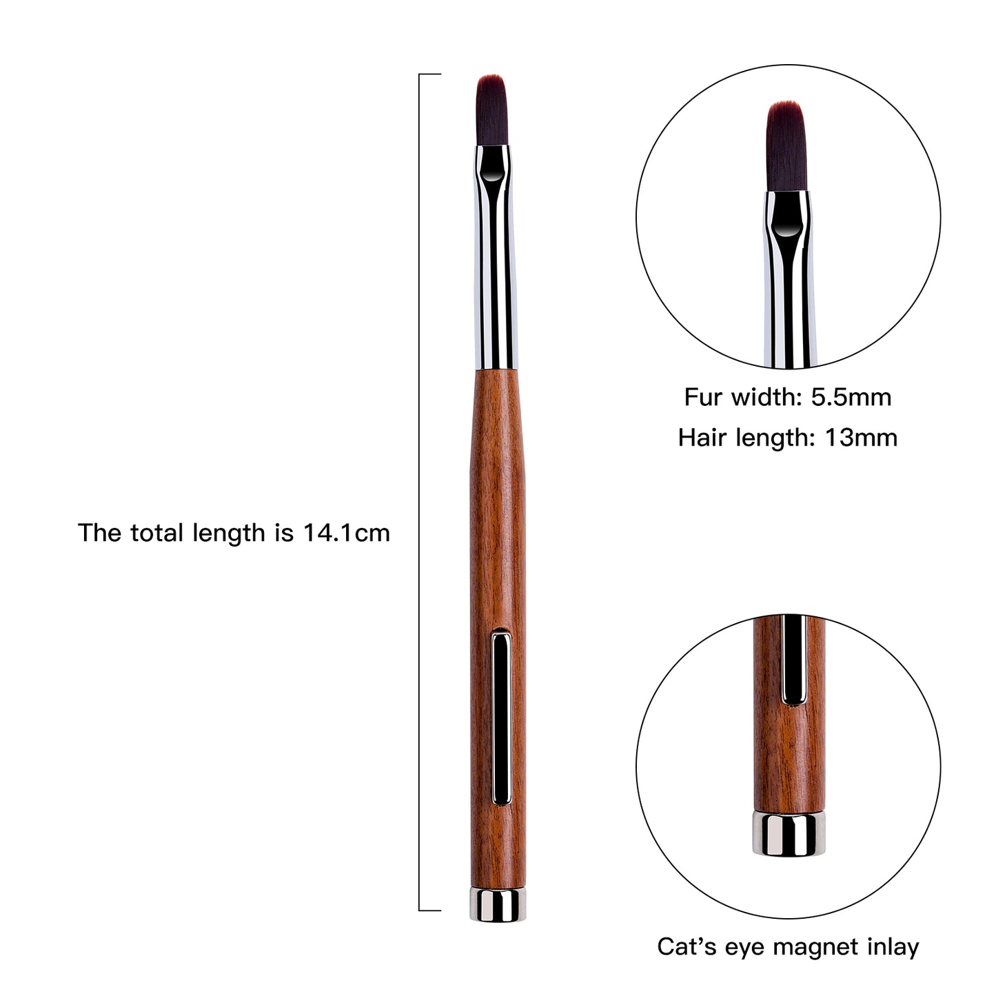 Yasterd 3-in-1 Double-Ended Magnet Cat Eye Wooden Pen Nail Art Brush