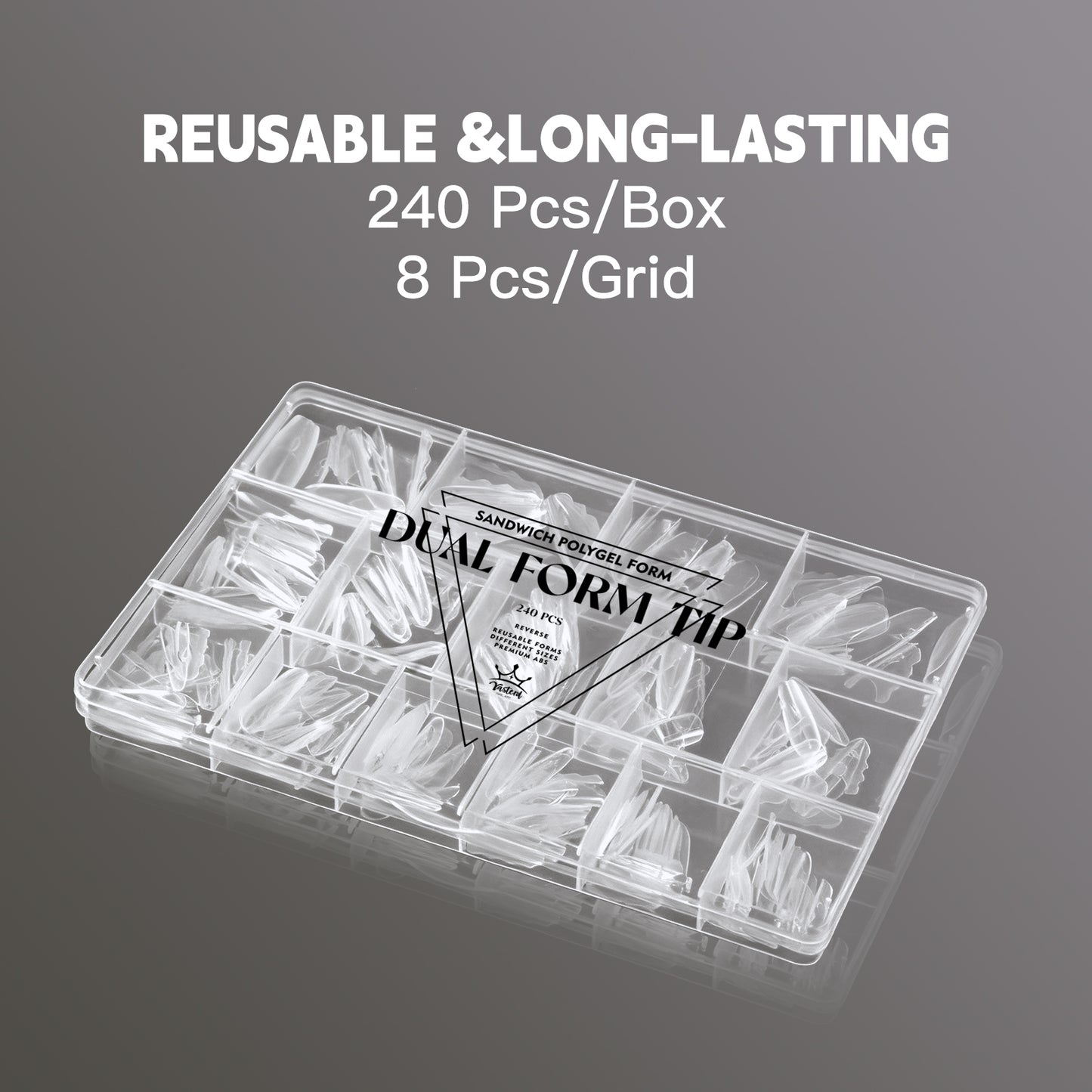 Yasterd 240Pcs Newest Sandwich Dual Forms Reusable Long Lasting Nail Extensions Size 0 To Size 14 , Suitable For All Nail Shapes