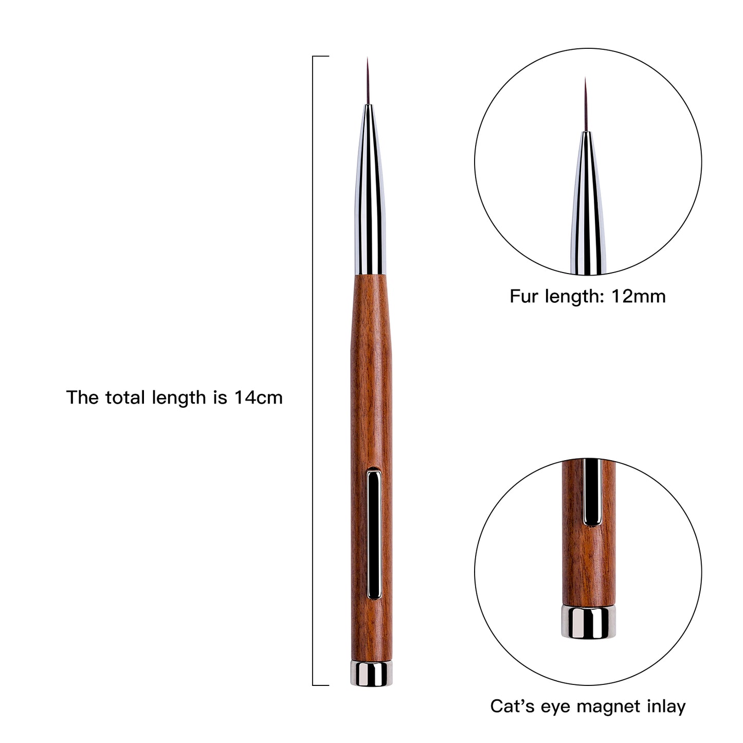 Yasterd 3-in-1 Double-Ended Magnet Cat Eye Wooden Pen Nail Art Brush