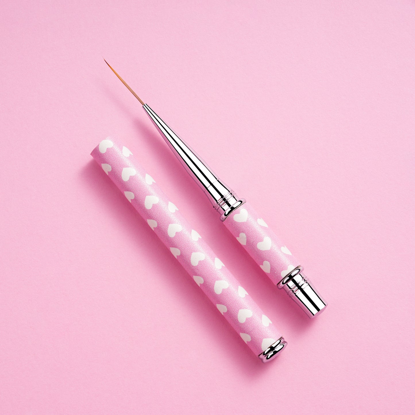 Yasterd 9Pcs Premium Quality Pink Metal Handle UV Gel Painting Pen, Flower & Gradient Designs, Liner Brushes Set