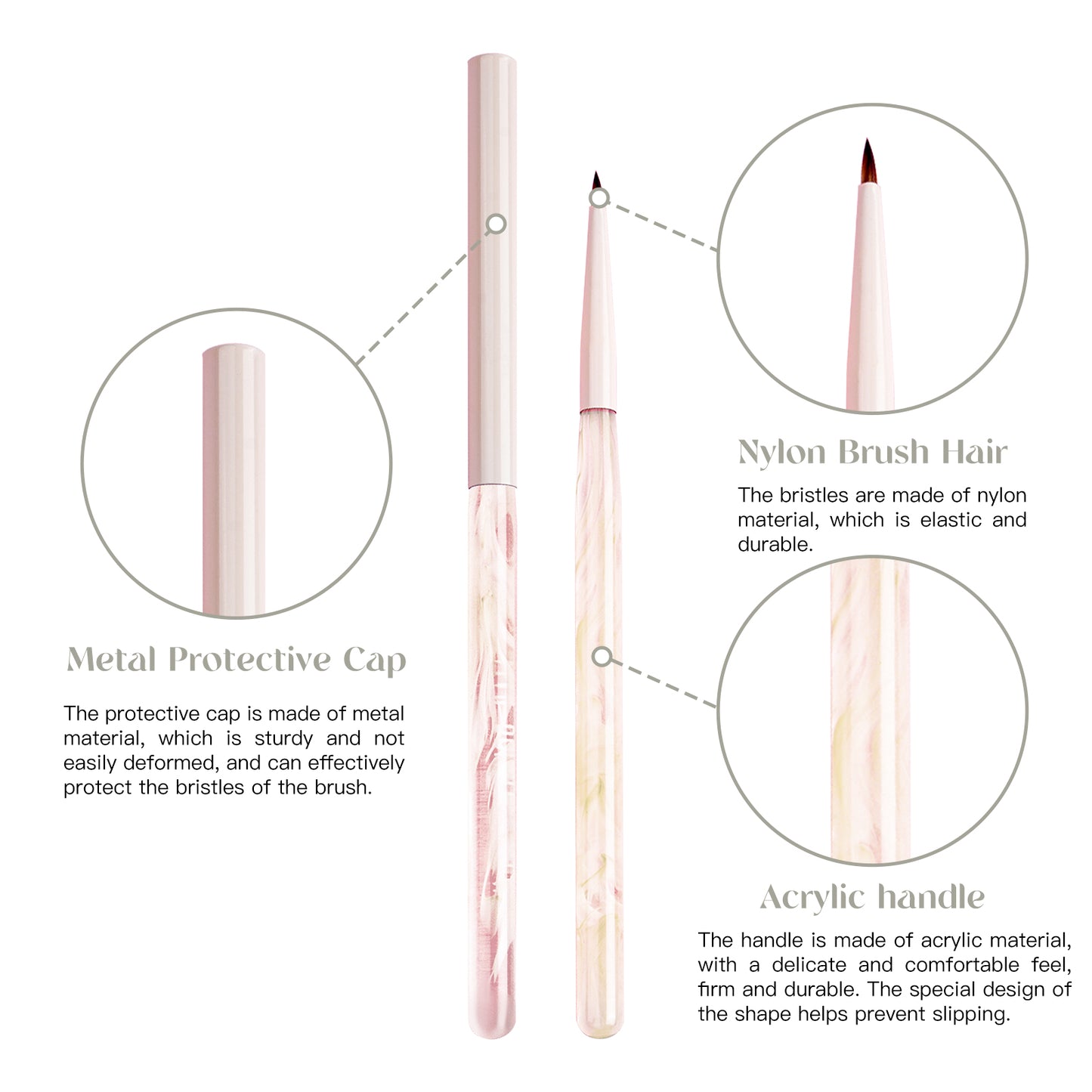 Yasterd 6Pcs Sakura Pink Nail Art Brush Painting Set