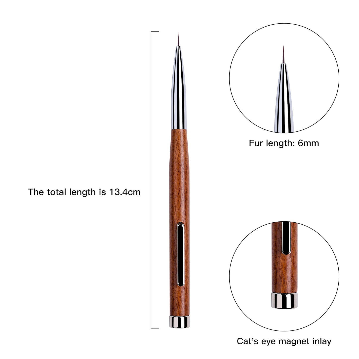 Yasterd 3-in-1 Double-Ended Magnet Cat Eye Wooden Pen Nail Art Brush