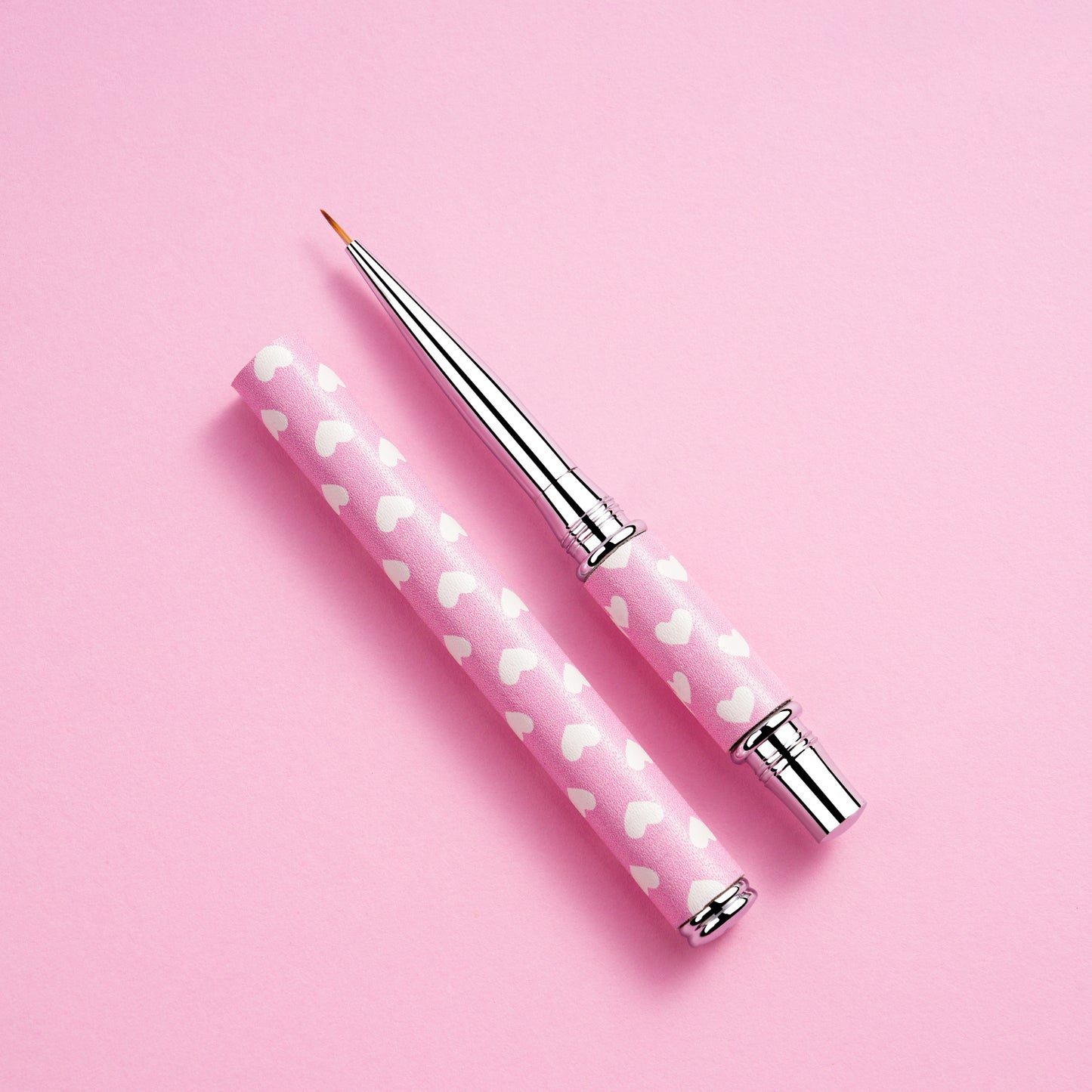 Yasterd 9Pcs Premium Quality Pink Metal Handle UV Gel Painting Pen, Flower & Gradient Designs, Liner Brushes Set