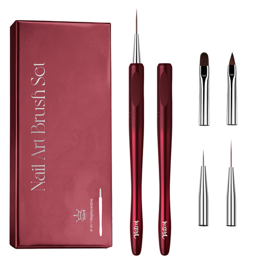 Yasterd New Replaceble Nail Art Brush Set Burgundy