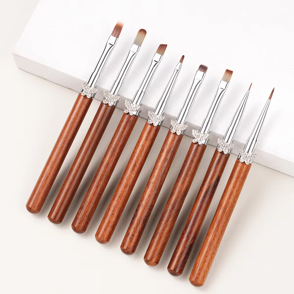 Yasterd Pro-Series Diamond Butterfly Wooden Handle Nail Art Brush Set