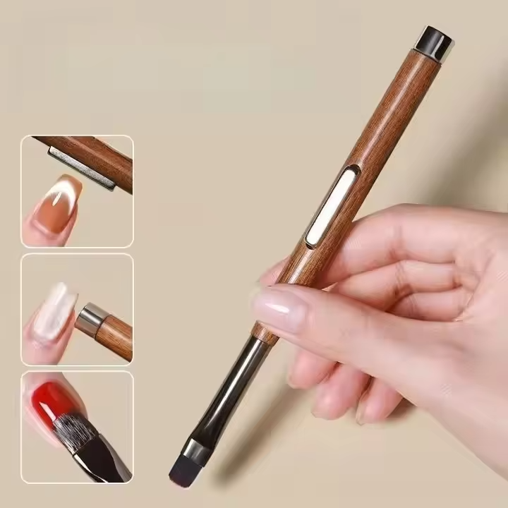 Yasterd 3-in-1 Double-Ended Magnet Cat Eye Wooden Pen Nail Art Brush