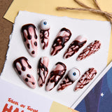 Load image into Gallery viewer, Yasterd Press on Nails Red Medium with Eyes Design, 100% Hand-painted Reusable Gel UV Finished Pre-shaped False Nails for Women, 10pcs 3D Handmade False Nails-Medium Size