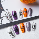 Load image into Gallery viewer, Yasterd Press on Nails Pumpkin Color Medium with Pumpkin Design, 100% Hand-painted Reusable Gel UV Finished Pre-shaped False Nails for Women, 10pcs 3D Handmade False Nails-Medium Size