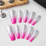 Load image into Gallery viewer, Yasterd Press on Nails Medium with Gradient Design, 100% Hand-painted Reusable Gel UV Finished Pre-shaped False Nails for Women, 10pcs 3D Handmade False Nails-Medium Size