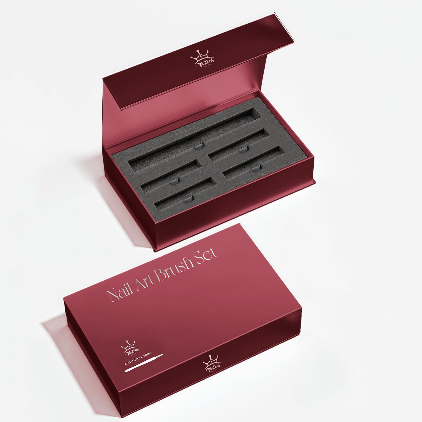 Yasterd New Replaceble Nail Art Brush Set Burgundy