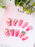 Load image into Gallery viewer, 10pcs SIZE M Craft Press On Nails, Pink Cute Style Fashion Fake Nails For Women And Girls