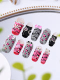 Load image into Gallery viewer, 10pcs  Craft Press On Nails, Black Cute Style Fashion Fake Nails For Women And Girls