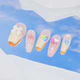 Load image into Gallery viewer, 10pcs SIZE S M L Handmade Craft Press On Nails, Candy Love Diamond Style Fashion Diamond Fake Nails For Women And Girls