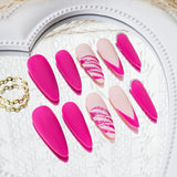 Load image into Gallery viewer, 10pcs SIZE S M L Handmade Craft Press On Nails, Red Stripe French Print Style Fashion Sparkling Fake Nails For Women And Girls