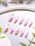 Load image into Gallery viewer, 10pcs SIZE S M L Handmade Craft Press On Nails, Pink Gradient And Cute Nail Art Fashion Sparkling Fake Nails For Women And Girls