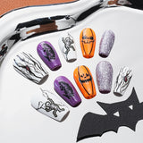 Load image into Gallery viewer, Yasterd Press on Nails Pumpkin Color Medium with Pumpkin Design, 100% Hand-painted Reusable Gel UV Finished Pre-shaped False Nails for Women, 10pcs 3D Handmade False Nails-Medium Size