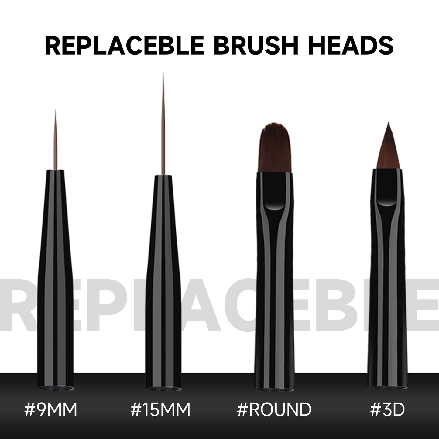 Yasterd New Replaceble Nail Art Brush Set Black