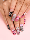 Load image into Gallery viewer, 10pcs  Craft Press On Nails, Black Cute Style Fashion Fake Nails For Women And Girls