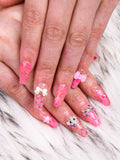 Load image into Gallery viewer, 10pcs SIZE M Craft Press On Nails, Pink Cute Style Fashion Fake Nails For Women And Girls