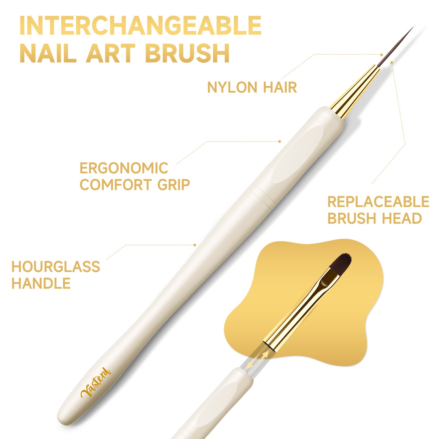 Yasterd New Replaceble Nail Art Brush Set White