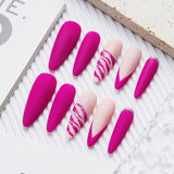 Load image into Gallery viewer, 10pcs SIZE S M L Handmade Craft Press On Nails, Red Stripe French Print Style Fashion Sparkling Fake Nails For Women And Girls