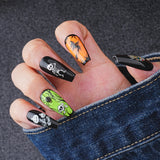 Load image into Gallery viewer, Yasterd Press on Nails Halloween Style Medium with Skull Design, 100% Hand-painted Reusable Gel UV Finished Pre-shaped False Nails for Women, 10pcs 3D Handmade False Nails-Medium Size