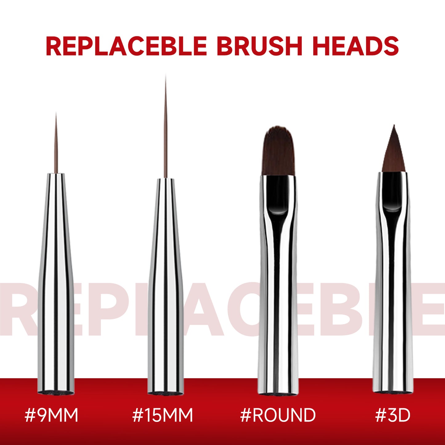 Yasterd New Replaceble Nail Art Brush Set Burgundy