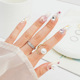 Load image into Gallery viewer, 10-PackS M  L Size Craft Press-On Nails, Pink Cute Fashion Shiny Heart Diamond Fake Nails for Women and Girls