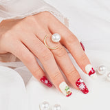 Load image into Gallery viewer, 10pcs SIZE S M L Handmade Craft Press On Nails, Christmas Red Print Style Fashion Diamond Fake Nails For Women And Girls