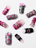 Load image into Gallery viewer, 10pcs  Craft Press On Nails, Black Cute Style Fashion Fake Nails For Women And Girls