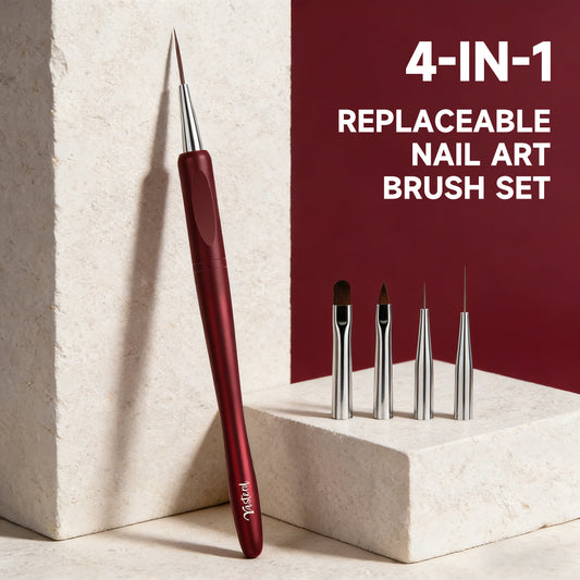 Yasterd New Replaceble Nail Art Brush Set Burgundy